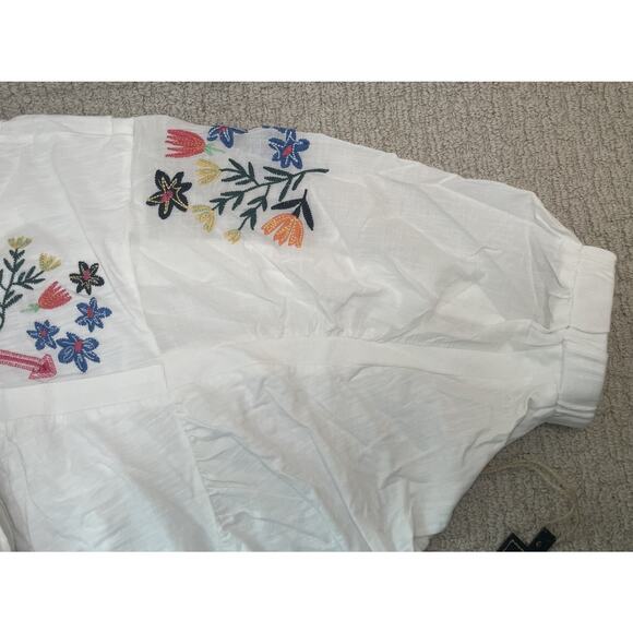 Double D Ranch Embroidered Mountain Meadow Top 1X NWT Floral White Cotton - Picture 5 of 10